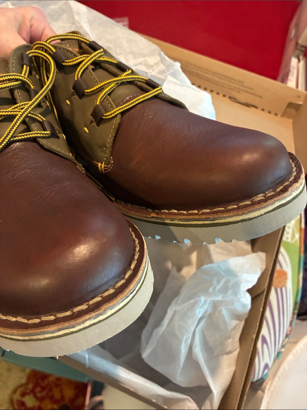 Clarks Brown and Olive Leather Chukka Boots - Picture 8 of 10